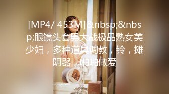 [MP4/ 453M]&nbsp;&nbsp;眼镜头套男大战极品熟女美少妇，多种道具调教，铃，摊阴器，啪啪做爱