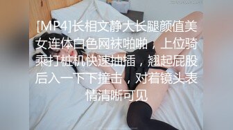 [MP4]长相文静大长腿颜值美女连体白色网袜啪啪，上位骑乘打桩机快速抽插，翘起屁股后入一下下撞击，对着镜头表情清晰可见