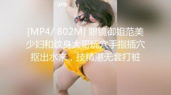 [MP4/ 802M] 眼镜御姐范美少妇和纹身大哥玩穴手指插穴抠出水来，技精湛无套打桩